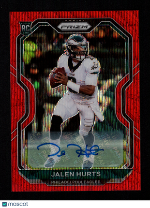 Jalen Hurts 2020 Panini Prizm #343 Red Wave /149 Rookie RC Auto Eagles