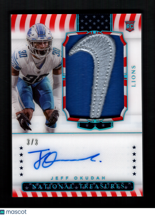 Jeff Okudah 2020 Panini National Treasures #199 S&S Nike Swoosh /3 Auto