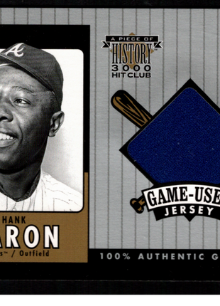 Hank Aaron 2000 Upper Deck Piece of History #HA-J 3000 Hit Club Game-Used Patch