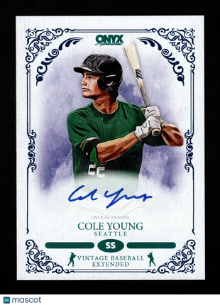 Cole Young 2022 Onyx Vintage Baseball Extended #VACY Blue Ink Auto Mariners
