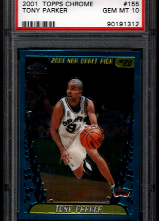 Tony Parker 2001-02 Topps Chrome #155 Rookie RC PSA10 GEM MT Spurs