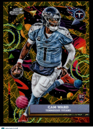 Cam Ward 2025 Topps Chrome #195 Gold Interstellar /50 Rookie RC Titans