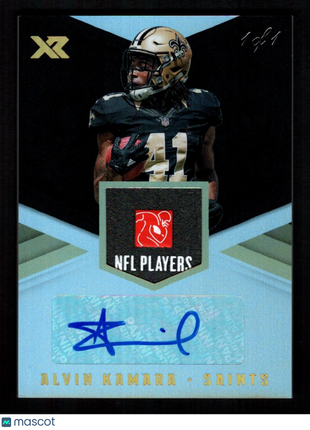 Alvin Kamara 2017 Panini XR #RSA-AK Laundry Tag 1/1 RC Auto Black Saints