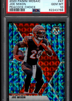 Joe Mixon 2020 Panini Mosaic #47 Peacock Choice SSP PSA10 GEM MT Bengals
