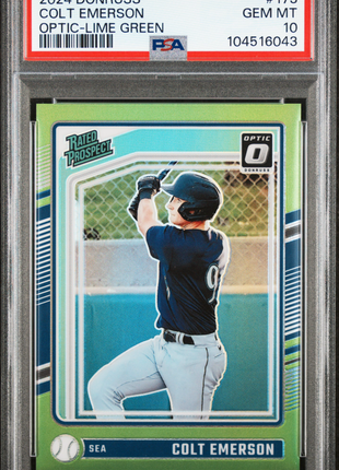 Colt Emerson 2024 Panini Donruss #173 Optic Lime Green /149 RC PSA10 GEM MT