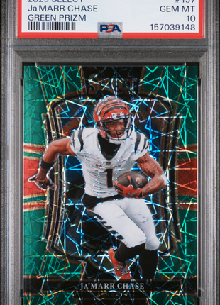 Ja'Marr Chase 2025 Panini Select #157 Green Prizm /5 PSA10 GEM MT Pop 1