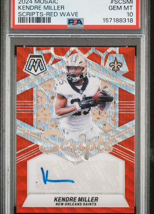 Kendre Miller 2024 Panini Mosaic #SCSMI Scripts Red Wave Auto PSA10 GEM MT