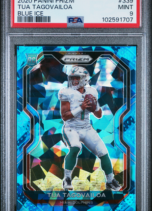 Tua Tagovailoa 2020 Panini Prizm #339 Blue Ice RC PSA9 MINT Dolphins