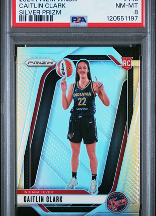 Caitlin Clark 2024 Panini Prizm WNBA #145 Silver Prizm RC PSA8 NM-MT Fever