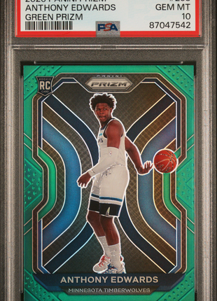 Anthony Edwards 2020-21 Panini Prizm #258 Green Prizm RC PSA10 GEM MT