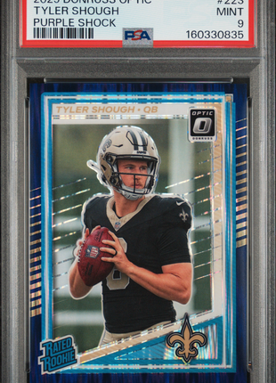 Tyler Shough 2025 Panini Donruss Optic #223 Purple Shock RC PSA9 MINT