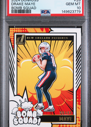 Drake Maye 2024 Panini Donruss #28 Bomb Squad RC PSA10 GEM MT Patriots
