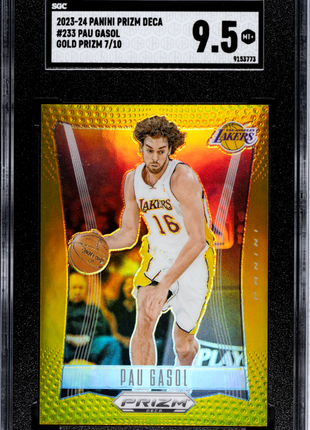 Pau Gasol 2023-24 Panini Prizm Deca #233 Gold Prizm /10 SGC9.5 MINT+ Lakers