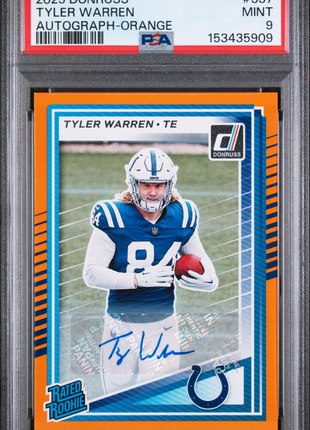 Tyler Warren 2025 Panini Donruss #337 Autograph Orange RC Auto PSA9 MINT