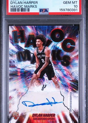 Dylan Harper 2025-26 Topps #HM-DH Havoc Marks RC Auto PSA10 GEM MT Spurs