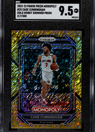 Cade Cunningham 2022-23 Panini Prizm Monopoly Gold Money Shimmer /500 SGC9.5 MT+