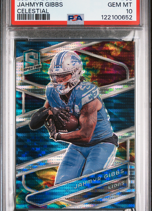 Jahmyr Gibbs 2024 Panini Spectra #38 Celestial /99 PSA10 GEM MT Lions