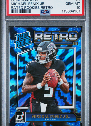Michael Penix Jr. 2024 Panini Donruss #7 Rated Rookies Retro RC PSA10 GEM MT