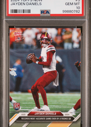 Jayden Daniels 2024 Topps Now #5 Rookie RC PSA10 GEM MT Commanders