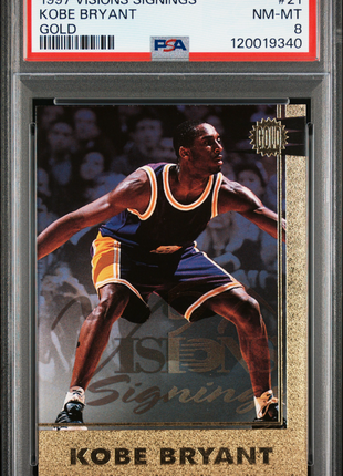 Kobe Bryant 1997 Visions Signings #21 Gold SSP PSA8 NM-MT Los Angeles Lakers