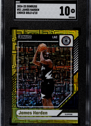 James Harden 2024-25 Donruss #21 Choice Gold /10 SSP SGC10 GEM MT Clippers