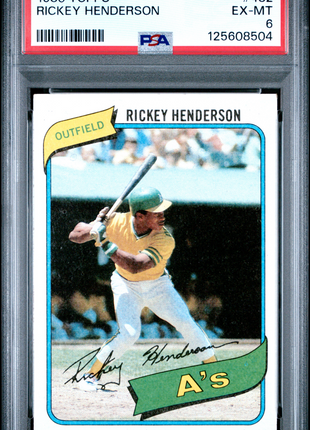 Rickey Henderson 1980 Topps #482 Rookie RC HOF PSA6 EX-MT Athletics