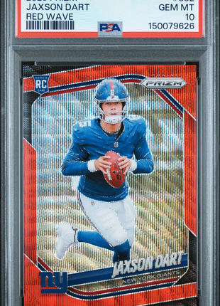 Jaxson Dart 2025 Panini Prizm #332 Red Wave /149 RC PSA10 GEM MT Giants