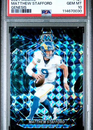 Matthew Stafford 2024 Panini Mosaic #127 Genesis SSP PSA10 GEM MT Rams