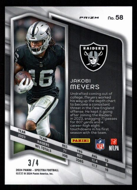 Jakobi Meyers 2024 Panini Spectra #58 Neon Marble /4 SSP Las Vegas Raiders