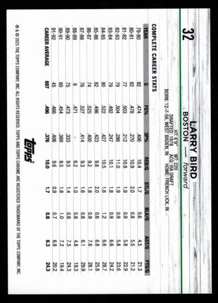 Larry Bird 2024-25 Topps Chrome #F-44 Gold Geometric Refractor /50 Celtics