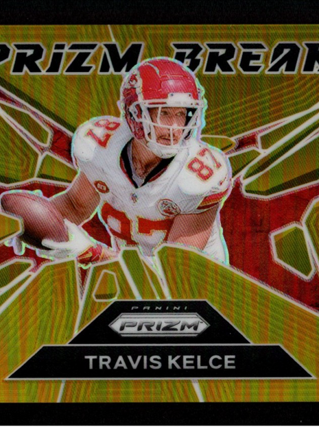 Travis Kelce 2024 Panini Prizm #1 Prizm Break Gold Prizm /10 KC Chiefs
