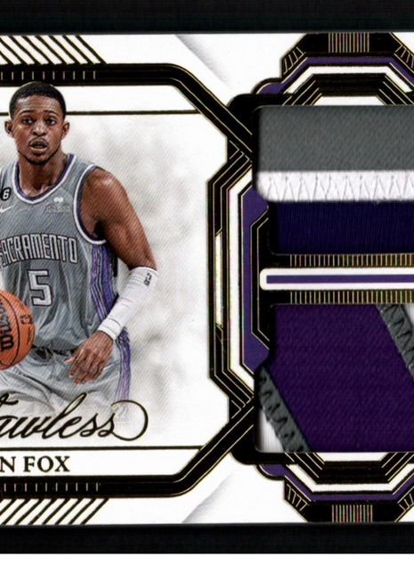 De'Aaron Fox 2022-23 Panini Flawless #DPH-FOX Dual Patch Game-Worn /10 Kings