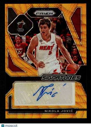 Nikola Jović 2023-24 Panini Prizm #SIG-JOV Signatures Gold Wave /10 Auto Heat