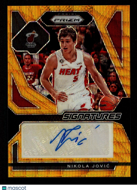 Nikola Jović 2023-24 Panini Prizm #SIG-JOV Signatures Gold Wave /10 Auto Heat