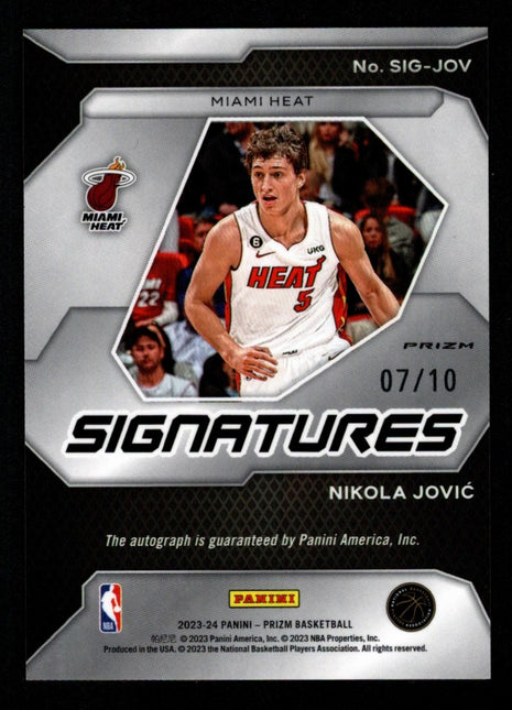 Nikola Jović 2023-24 Panini Prizm #SIG-JOV Signatures Gold Wave /10 Auto Heat