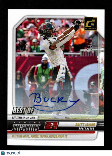 Bucky Irving 2025 Panini Donruss Best of Instant #INS-BIG Autograph /99 RC Auto