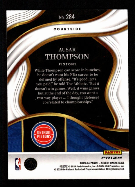 Ausar Thompson 2024 Panini Select #284 Courtside Zebra SSP Case Hit RC Pistons