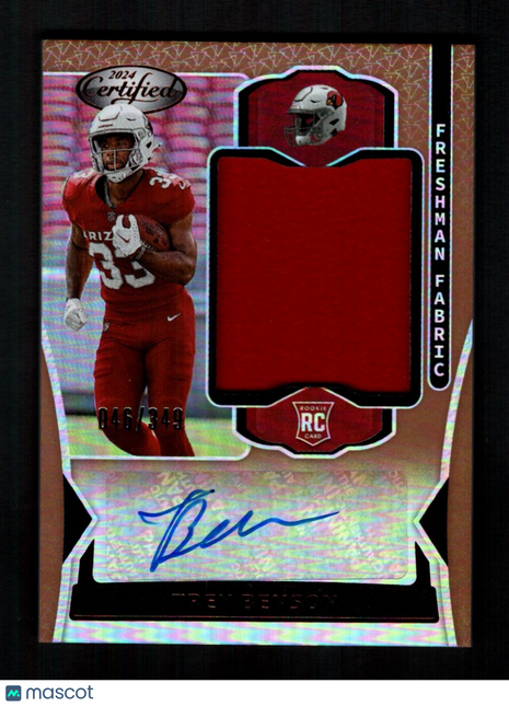 Trey Benson 2024 Panini Certified #FMS-TBN Freshman Fabric Bronze /349 RC Auto