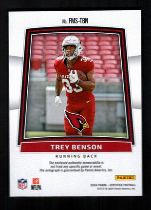 Trey Benson 2024 Panini Certified #FMS-TBN Freshman Fabric Bronze /349 RC Auto