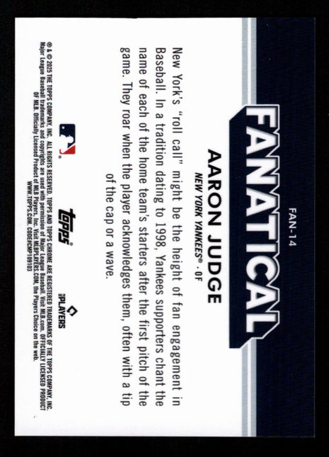 Aaron Judge 2025 Topps Chrome #FAN-14 Fanatical Case Hit SSP Yankees
