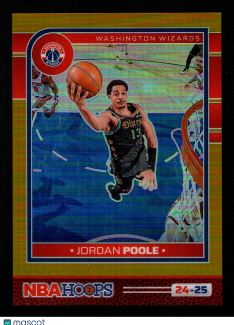 Jordan Poole 2024-25 Panini NBA Hoops #190 Gold Prizm /10 Wizards