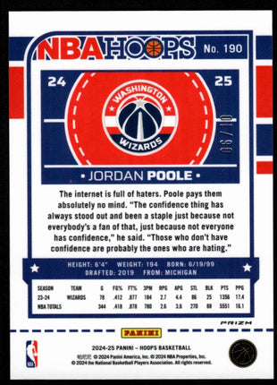 Jordan Poole 2024-25 Panini NBA Hoops #190 Gold Prizm /10 Wizards