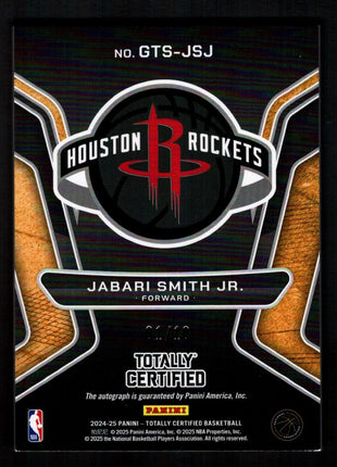 Jabari Smith Jr. 2025 Panini Totally Certified Gold Team Gold Mirror /10 Auto