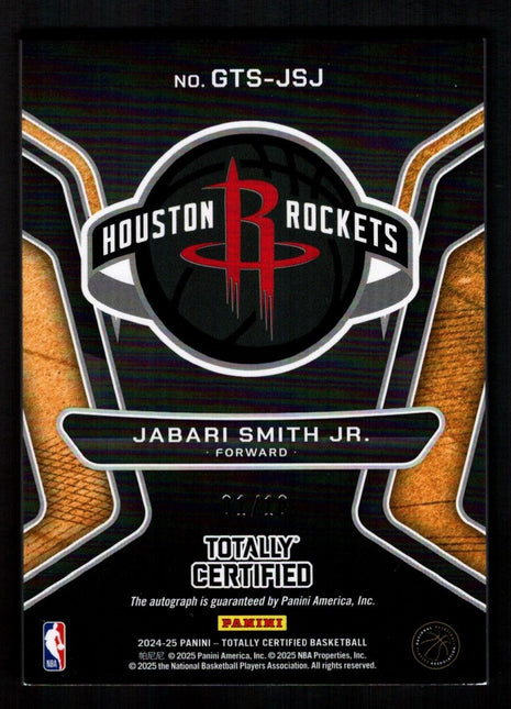 Jabari Smith Jr. 2025 Panini Totally Certified Gold Team Gold Mirror /10 Auto