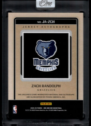 Zach Randolph 2024-25 Panini One and One #JA-ZCH Patch /49 Auto Grizzlies