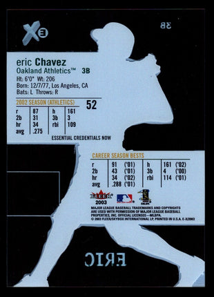 Eric Chavez 2003 Fleer E-X #38 Essential Credentials Now /52 Oakland A's
