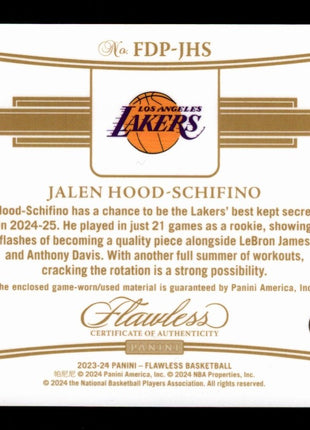 Jalen Hood-Schifino 2024-25 Panini Flawless #FDP-JHS Ruby Dual Patch /15 RC