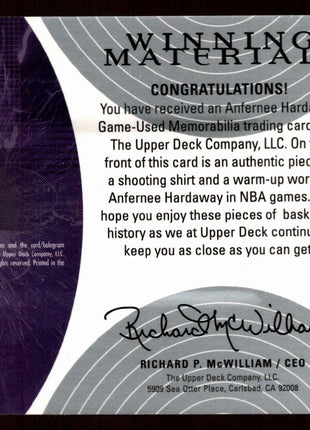 Anfernee Hardaway 2003 Upper Deck SPx #WM3 Winning Materials Dual Patch Suns
