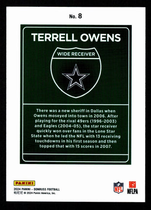 Terrell Owens 2024 Panini Donruss #8 Downtown Case Hit SSP Dallas Cowboys