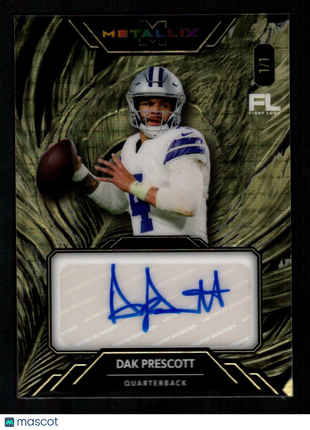 Dak Prescott 2025 Wild Card MetalLix First Look Gold Vinyl 1/1 Auto Cowboys